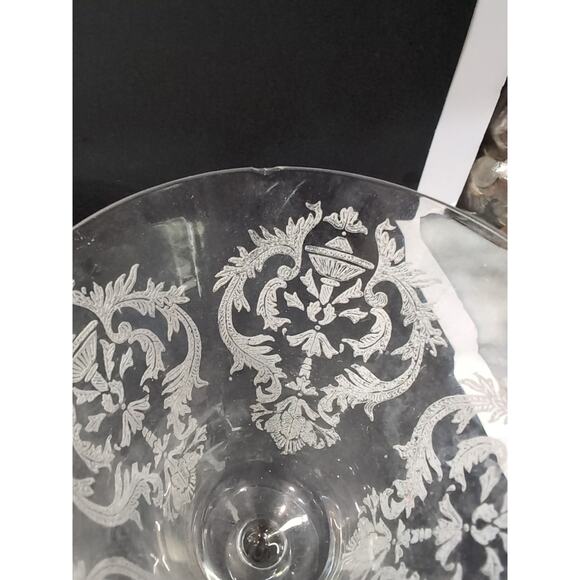 Morgantown Glass Water Goblets, Vtg Etched Chintz Clear Glass, Uranium Set of 4 - Picture 11 of 11